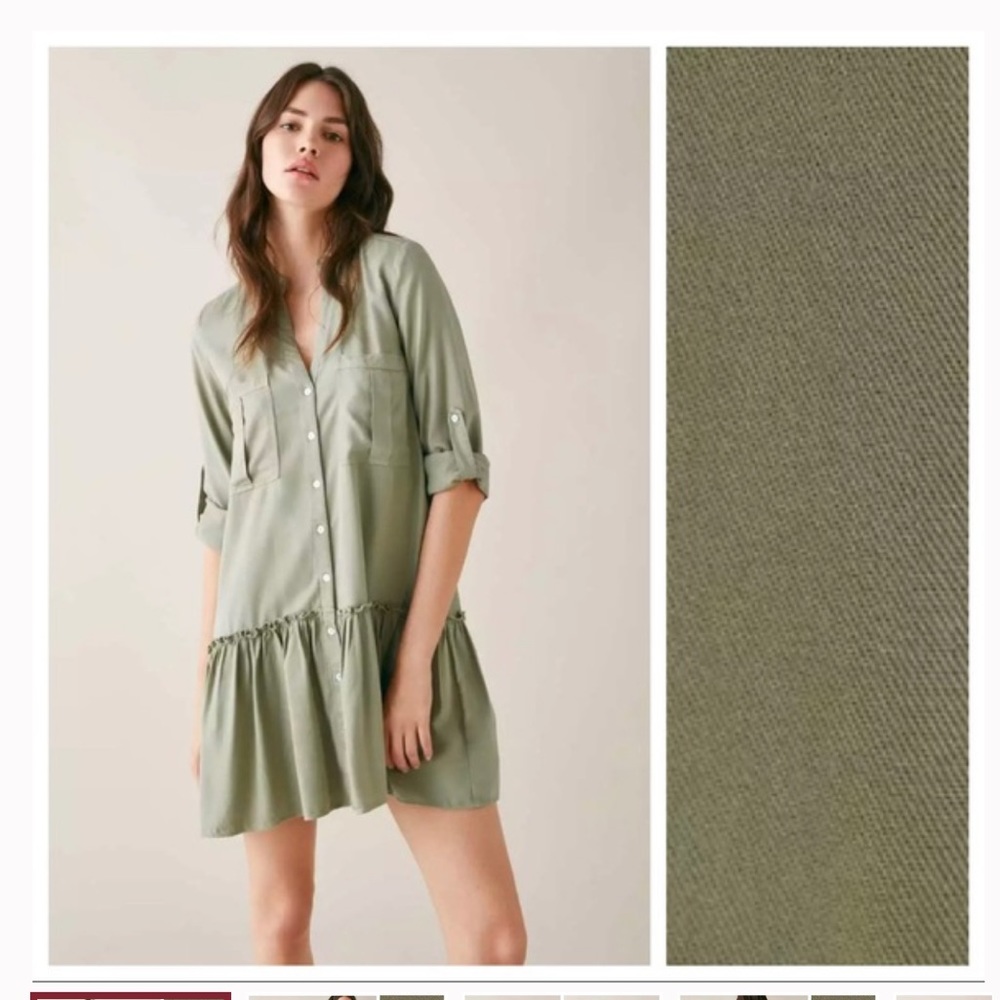Zara Green Mini Shirt Dress